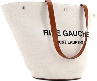 Saint Laurent Rive Gauche canvas bucket-tas - Beige
