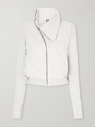 Rick Owens Felpa Cropped Con Cappuccio In Jersey Di Cotone Biologico - Bianco sporco