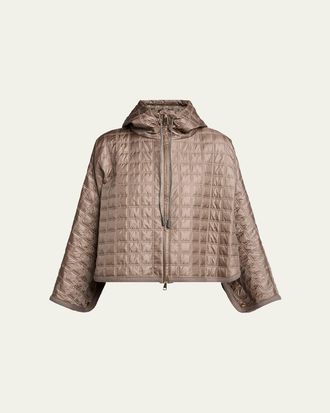 Moncler Hooded Square-Quilted Padded Cape