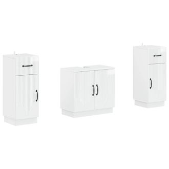 vidaXL Juego De Gabinete De Ba&ntilde;o De 2 Piezas Hoorn Blanco Brillante Vidaxl