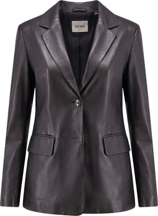 Arma Sema Single-Breasted Leren Blazer - Dames - Jassen - Zwart - Maat: XS Katoen