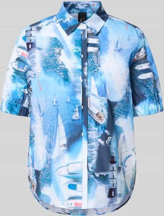 Marc Cain Regular Fit Hemdbluse mit Allover-Motiv-Print in Hellblau, Gr&ouml;&szlig;e 34