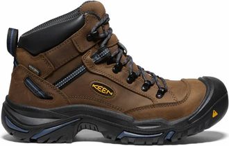 Keen Mens Braddock Mid Al Waterproof Steel Toe Work Boots In Bison/ensign Blue
