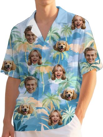 Generic Custom Hawaiian Shirt with Face,Personalised Halloween Hawaiian Shirts for Men Men,Funny Hawaiians Shirts for Mens,Personalised Gifts