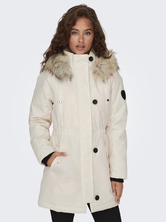 Only Parka ONLY ONLIRIS FUR WINTER PARKA LIFE CC OTW, Damen, Gr. S, eggnog detail:nature fur, Web, Obermaterial: 100% Polyester, unifarben, regular fit tai
