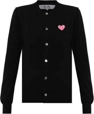 Comme Des Gar&ccedil;ons Wol Cardigan met Logopatch - Dames - Vesten - Zwart - XL - Wol - Truien & Vesten
