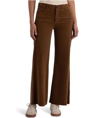 Kut from the Kloth Meg High Rise Velvet Wide Leg Pant In Cognac