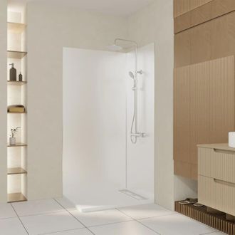 Aurlane Set 2 Pannelli da Parete Alluminio bianco 80+100x210cm + Profili Cromati