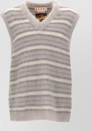 Marni soft striped sleeveless v-neck vest