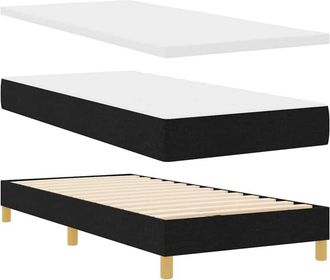 vidaXL Vidaxl - Cama Con Somier Con Colch&oacute;n Con Cabecera Negro 90 X 190 Cm Tela