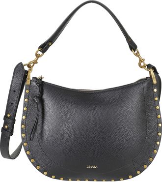 Isabel Marant Crescent-Shaped Black Leather Bag With Zip Closure And Gold Accents