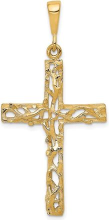 Diamond2Deal 10k Yellow Gold Satin Polished Antiqued Cross Pendant