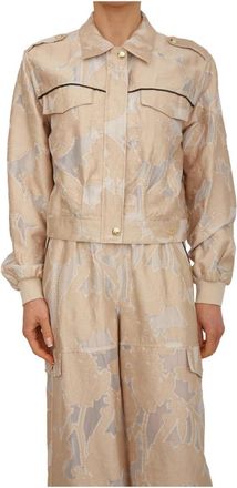 Liu Jo Organza Jacquard Jas - Dames - Zomerjassen - Beige - S - Organza - Jassen