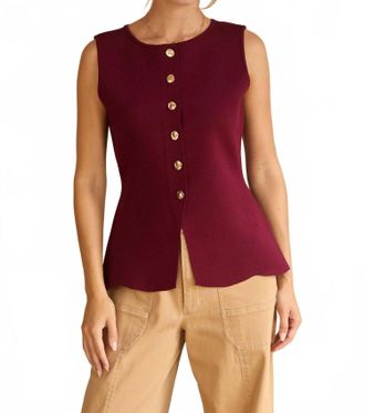 Skies Are Blue Clothing Sleeveless Sweater Knit Peplum Top In Burgundy