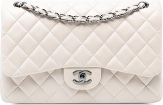 Chanel Pre-owned Womens Jumbo Classic Lambskin Double Flap - Ivory Leather - One Size