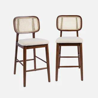 Sweeek Taburete De Bar De Madera De Hevea Con Rejilla Y Boucle, Set De 2