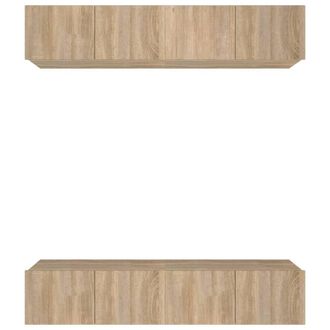 Berkfield Home TV Cabinets 4 pcs Sonoma Oak 80x30x30 cm Engineered Wood in Brown | Size: 80 x 30 x 30 cm