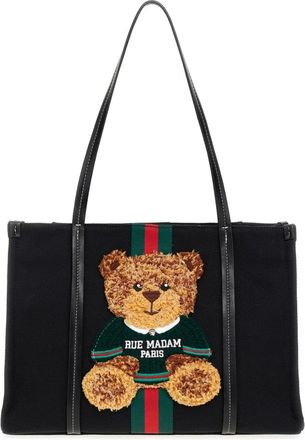 Rue Madam Teddy Shopper Tas Canvas Tricolor - Dames - Shoppers - Zwart - ONE Size - Katoen - Tassen
