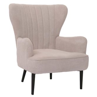 Hhg Nunca Usado] Sill&oacute;n Hhg 073, Sill&oacute;n De C&oacute;ctel/sill&oacute;n De Orejas Tapizado Retro Vintage Tejido Pana (290g/m&sup2;) Oeko-tex, Beige