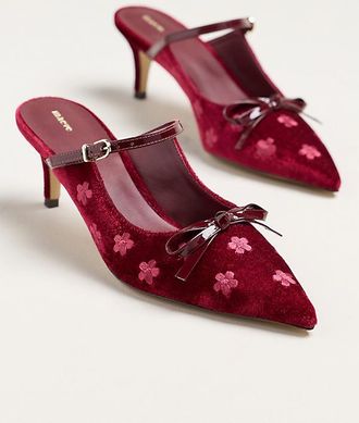 Maeve Bow Kitten-Heel Mules