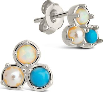 Sterling Forever Bermuda Imitation Pearl Stud Earrings in Silver at Nordstrom Rack