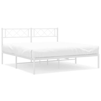 Berkfield Home Metal Bed Frame with Headboard White 135x190 cm Double