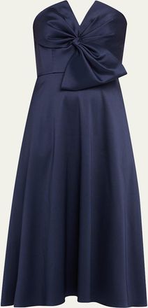 Aidan Mattox Strapless Bow-Front Stretch Mikado Midi Dress