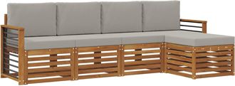 vidaXL Conjunto De Sof&aacute;s De Exterior 5 Uds. Natural Y Gris Claro Vidaxl