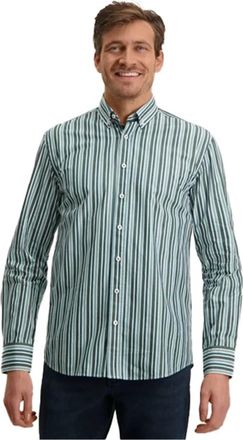 State of Art Overhemden, Heren, Groen, M, Katoen, Casual Groen Gestreept Overhemd