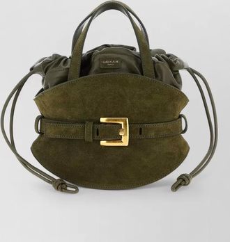 Balmain shuffle mini bucket bag suede handle strap
