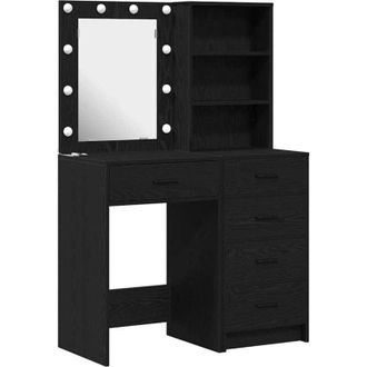 vidaXL Mesa De Tocador Con Caj&oacute;n 2 Pcs Negro 50 X 41 X 135 Cm Vidaxl