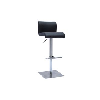 Miliboo Miliboo - Taburete De Cocina De Dise&ntilde;o Regulable Negro Y Acero Inoxidable Cepillado Sheina