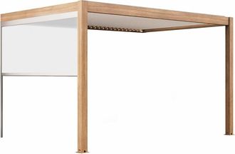 Oviala P&eacute;rgola bioclim&aacute;tica adosada de 3x4m y 1 persiana de madera blanca