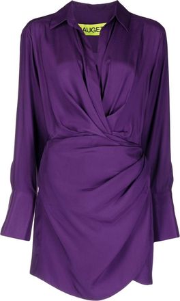 Gauge81 draped V-neck mini shirtdress - women - Silk/Acetate/Cupro - S - Purple