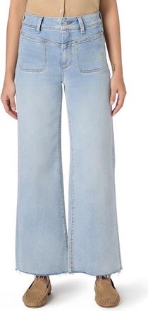 Paige Anessa Raw Hem High Waist Wide Leg Jeans in La Belle at Nordstrom, Size 25P
