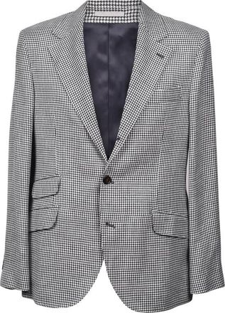 Brunello Cucinelli Gray Wool Blend Houndstooth Suit, Brand Size 46 (US Size 36)