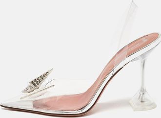 Amina Muaddi X Awge Transparent Pvc Phoenix Slingback Pumps