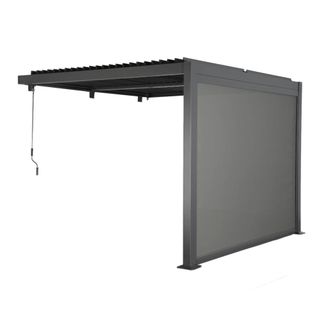 Sweeek P&eacute;rgola bioclim&aacute;tica de aluminio adosada 3x3m + 1 toldo 3m, antracita