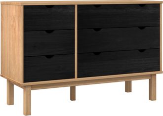 vidaXL Cajonera Otta Negro 111 X 43 X 73,5 Cm Madera De Pino Maciza Vidaxl