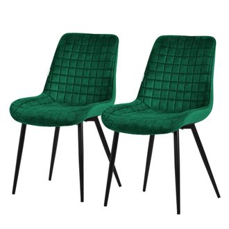 ML Design Ml-design - Set 2x Sillas De Comedor Verde Oscuro Con Respaldo, Asiento Ergon&oacute;mico Acolchado Tapizado De Terciopelo Con Patas De Metal Sill&oacute;n De Dise&ntilde;