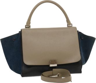 Celine Bicolor Trapeze Bag Leather Navy Leather Handbag (Pre-Owned)