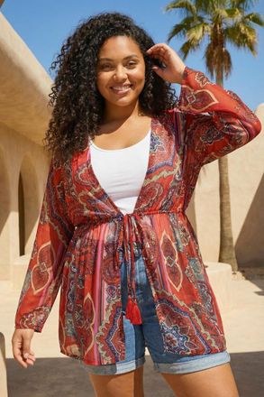 Roman Paisley Tie Front Kimono