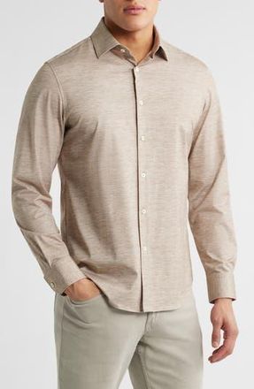 Bugatchi James OoohCotton Space Dye Button-Up Shirt in Camel at Nordstrom Rack, Size Xx-Large