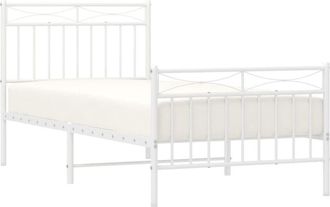 vidaXL Metal Bed Frame without Mattress with Footboard White 90x200cm Vidaxl