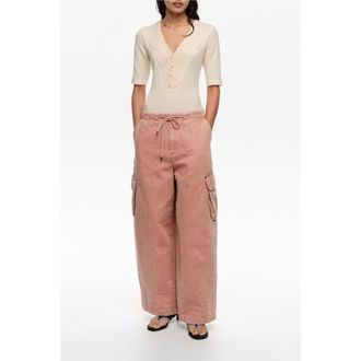 Bimba & Lola Denim Cargo Trousers in Peach at Nordstrom, Size 40 Eu