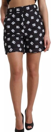 Dolce & Gabbana Black Logo Printed Padded Shorts Size S