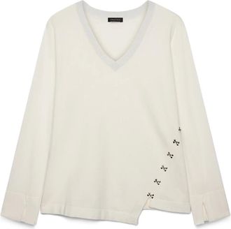 Fiorella Rubino Maglione in misto viscosa con applicazioni metalliche - - Knitwear - Donna - Bianco - XS