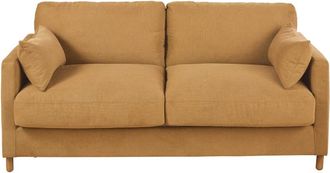 Maisons du monde Sof&aacute; cama de 3/4 plazas ocre, colch&oacute;n de 10 cm