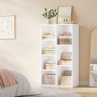 Woltu Woltu Librer&iacute;a, Estante Abierto De 7 Niveles, Madera Blanco