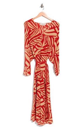 Diane Von F&uuml;rstenberg Sadie Long Sleeve Silk Wrap Dress in Savanna Shadow Burnt Ochre at Nordstrom Rack, Size Xx-Small